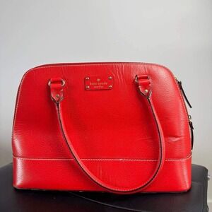 Kate Spade Cedar Street Maise Satchel Women Medium Red Pebbled Leather Dome Bag
